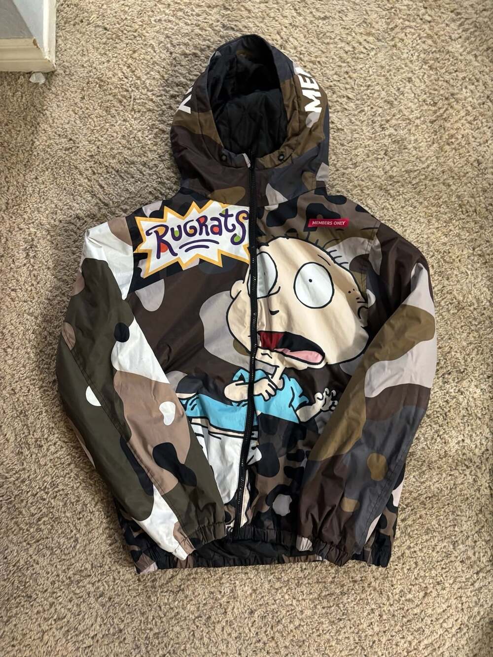 Members Only x Nickelodeon Rugrats Camo Hooded Jacket Size L